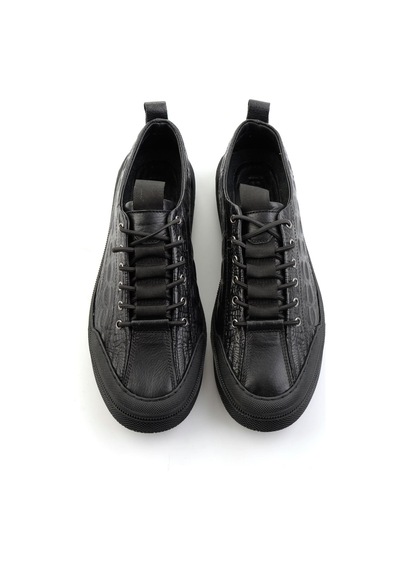 Siyah Hakiki Deri Erkek Sneaker E01900251044 Siyah
