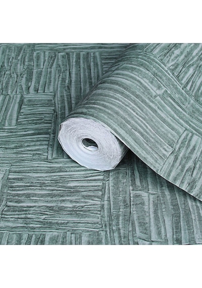 Adawall Muse Koleksiyonu- 25101-5 Petrol Yeşili Dokulu Silinebilir Nonwoven Vinil Duvar Kağıdı 1.06x15.6m Yeşil