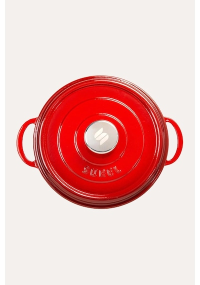 Sürel Premium 24 Cm Kırmızı Demir Döküm Tencere Renkli