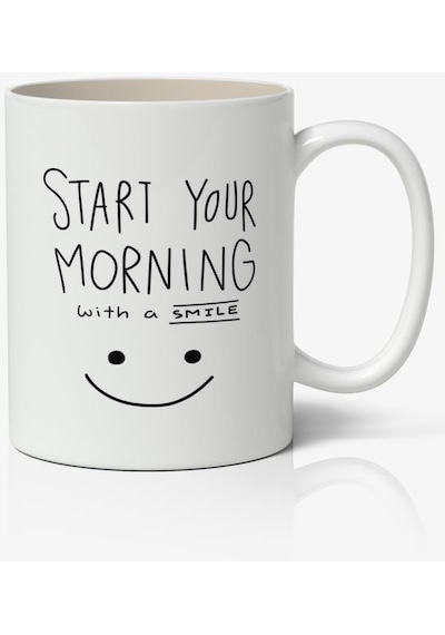 Smile Gülümse Tasarımlı Kupa Bardak Baskılı Kahve Kupa Bardak