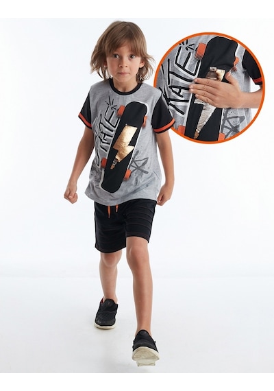 Denokids Mushi Thunder Skate Erkek Çocuk Şort Takım Çok Renkli