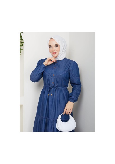 Hb Harma Time Butik Kadın Dantel Detaylı Düğmeli Ve Bağcıklı Koyu Kot Mavi Elbise Mavi Mavi Hb Harma Time Butik Kadın Dantel Detaylı Düğmeli Ve Bağcıklı Koyu Kot Mavi Elbise Mavi Mavi
