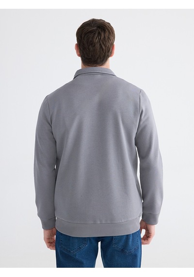 Lcwaıkıkı Classic Gri Dik Yaka Uzun Kollu Erkek Kalın Sweatshirt