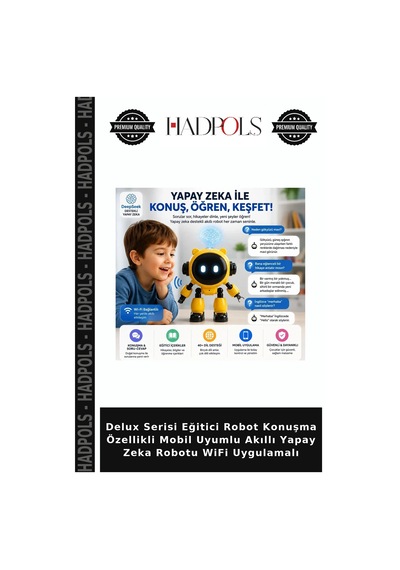 Delux Serisi Eğitici Robot Konuşma Özellikli Mobil Uyumlu Akıllı Yapay Zeka Robotu Wifi Uygulamalı