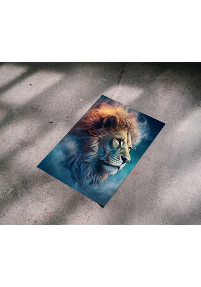 Çerçevesiz Poster Aslan Temalı, Dijital Baskı Poster Aslan, Ofis, Salon Dekorasyon