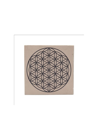 Yaşam Çiçeği Deseni Baskılı Taş Magnet 5x5