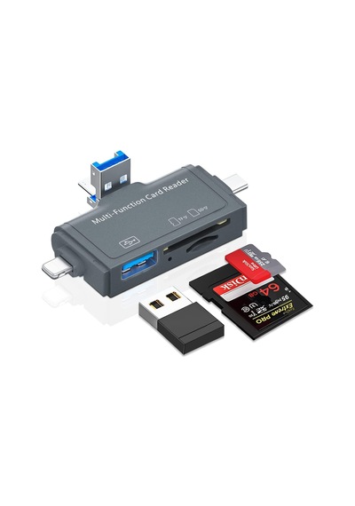 Usb Ligtning İphone İle Uyumlu - İpad İle Uyumlu Ve Type-c Girişli Kart Okuyucu Multi Otg Usb C