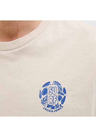 Jack & Jones Jack&jones One Color Summer Erkek Bej Yuvarlak Yaka Tişört Bej