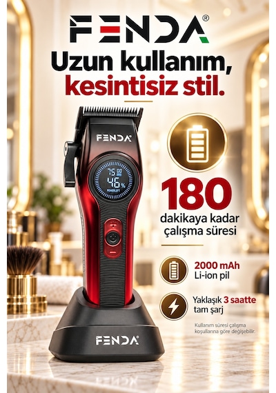 Fenda Profesyonel Saç Kesme Makinesi Kırmızı
