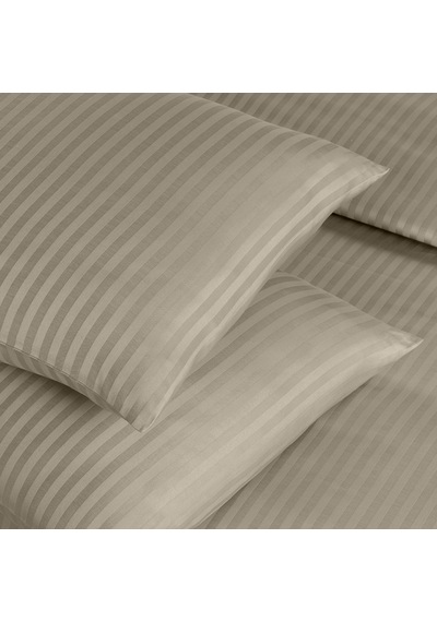 Linestyle King Size Kişilik %100 Pamuk Saten 90 Tel Nevresim Seti Bej 3 Parça
