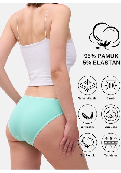 Alya Underwear Kadın Pamuklu Hipster - Slip Külot 5 Farklı Renk 1 Pakette Multicolor P15