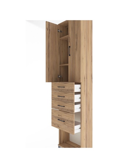 Arges Dolap 3 Raflı 4 Çekmeceli 2 Kapaklı 60x30x243 Çam-çam Atlas Çam