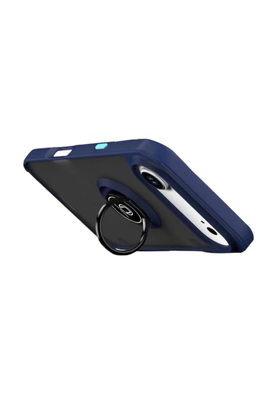 Apple Uyumlu iPhone 17 Air Uyumlu Montreal Yüzüklü Silikon Kapak - Lacivert