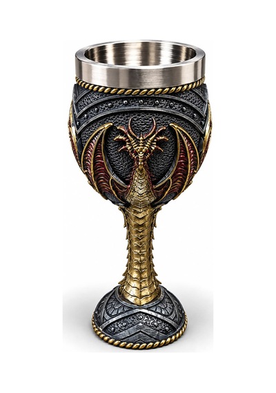 2 Adet Paslanmaz Çelik Kadeh 3d Kabartmalı Ejderha Tasarım, Kupa Bardak Goblet, Metal Drinkware Cup