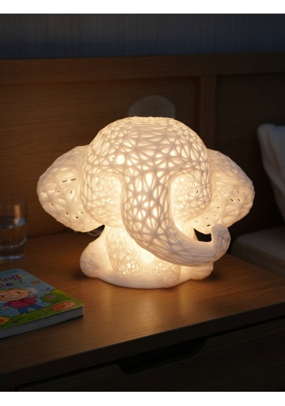 Sevimli Fil Çocuk Odası Gece Lambası 3d Tasarım Led Işıklı Masaüstü Mesh Dekor Hediyelik Beyaz