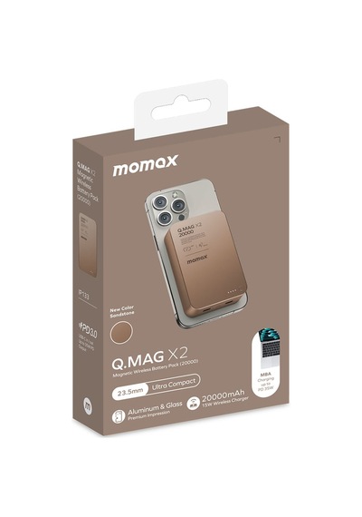 Momax IP133L2 Q.Mag X2 35W 20000 mAh Magsafe Powerbank Desert Titanium