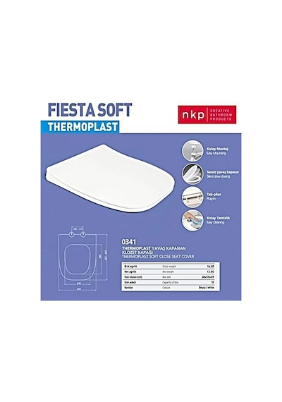 Nkp Fiesta Kare Soft Close Yavaş Kapanan Amortisörlü Klozet Kapağ