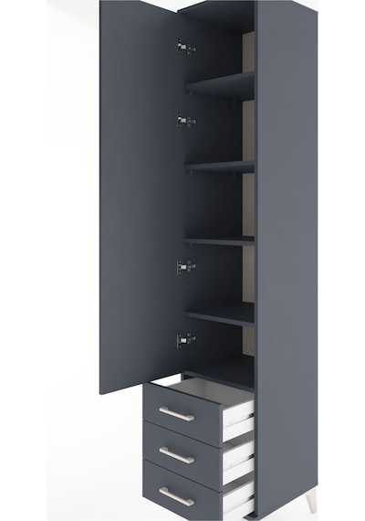 Hyperion Dolap 5 Raflı 3 Çekmeceli Tek Kapaklı 44x44x221 Antr... Antrasit
