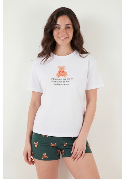 Lela Bayan Pijama Takımı 65790782 Beyaz-yeşil