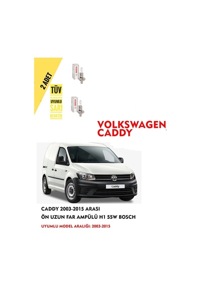 Caddy 2003-2015 Arası Ön Uzun Far Ampülü 2 Adet Sarı Renk