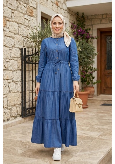 Hb Harma Time Butik Kadın Dantel Detaylı Düğmeli Ve Bağcıklı Koyu Mavi Kot Elbise Koyu Mavi Koyu Mavi Hb Harma Time Butik Kadın Dantel Detaylı Düğmeli Ve Bağcıklı Koyu Mavi Kot Elbise Koyu Mavi Koyu Mavi