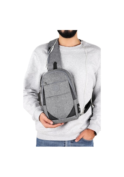 Strong Kulaklık Çıkışlı Tek Kol Göğüs Ve Sırt Çantası ,çapraz Çanta Body Bag Tk02 Gri