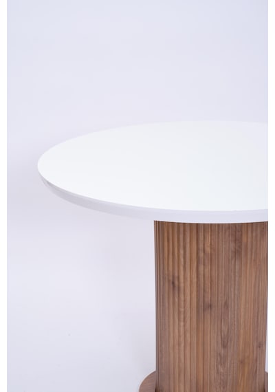 Bohem Yuvarlak Lak Panel Mutfak Masası 100cm Çam Beyaz