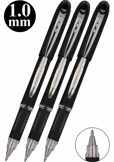 Siyah İmza Kalemi 3 Adet Uniball Jetstream 1.0 Mm Pilot Kalem Sx-210 Hızlı Yazı Kalemi Roller Uçlu Likit Mürekkepli
