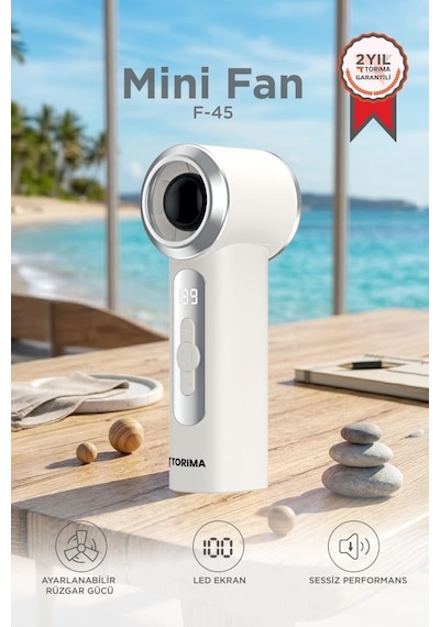 Şarjlı El Vantilatörü Dijital Göstergeli 5 Kademeli Turbo Mini Fan F45