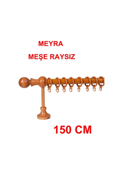 Meyra Demonte Başlıklı Ahşap Rustik Perde Askısı - Raysız -meşe 150 Cm Meşe