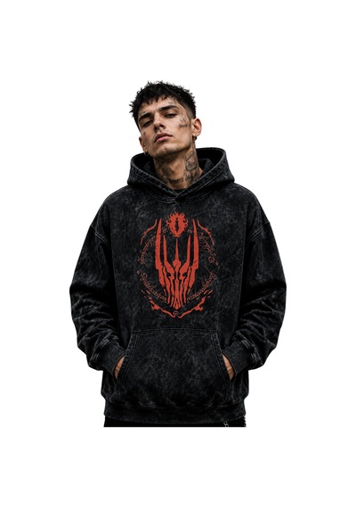 Sevbano Yüzüklerin Efendisi Film Baskılı Unisex Oversize Yıkamalı Hoodie Siyah