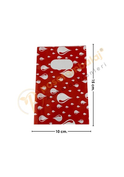 Kırmızı Damla Desenli Takı Poşeti 10x15 Cm Hediyelik