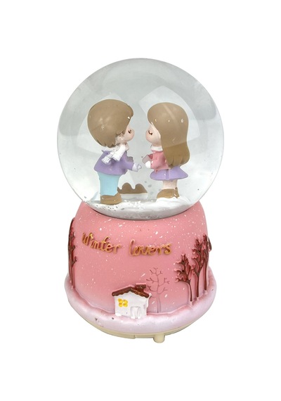 Winter Lovers - Kış Aşıkları Işıklı Ve Müzikli Kar Küresi Pembe