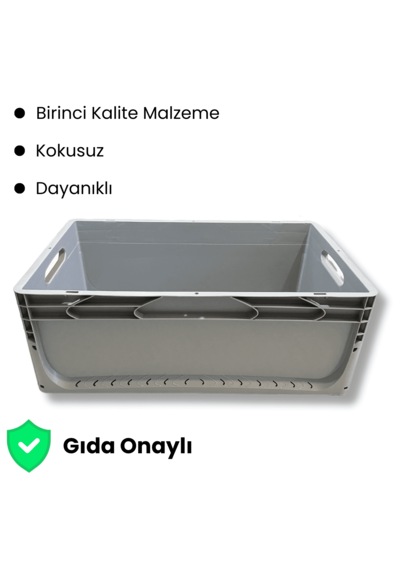 Alpbx 1.kalite Gri Plastik Kasa 60x40x22 Cm - Kutu 44 Litre Gri