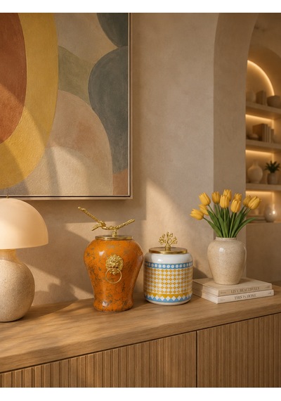 Dekoratif - Soft Sarı Mermer Şah Oval Yonca Gold