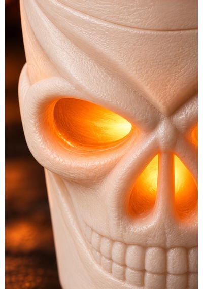 Halloween Cadılar Bayramı Led Işıklı Kuru Kafa Bardak 7 Cm Beyaz Kafatası Ev Ve Parti Dekoru Renkli