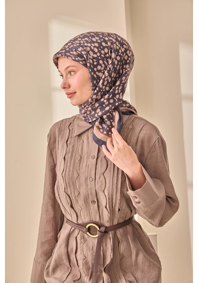 Silk Home Aura Eşarp 140005-05 Koyu Lacivert, Vizon, Çikolata Kahve