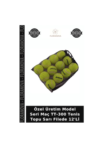 Özel Üretim Model Seri Maç Tt-300 Tenis Topu Sarı Filede 12'li