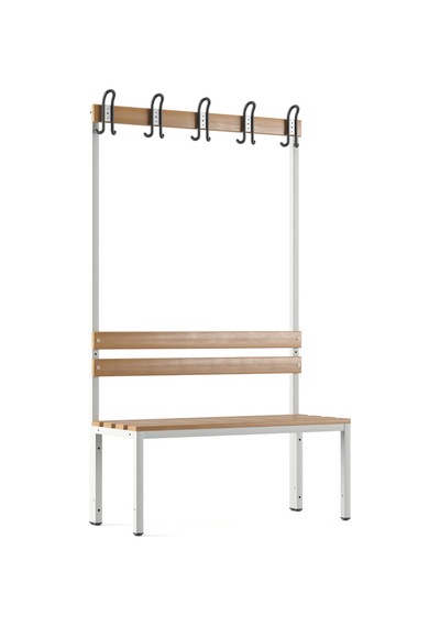 Ayakkabılıksız 4 Ayaklı Tek Taraflı Bank, Kanca Şeritli Bank, 5 Kanca, 100x43x170 Cm, Spor Bankı