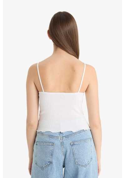 DeFacto Loose Fit V Yaka Beyaz Askılı Bluz F1914AX25SMWT32