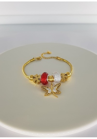 Türkiye Şans Kırmızı Çelik Bileklik Gold