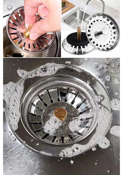 Çöpmak Lavabo Süzgeci Lavabo Gider Süzgeci Mutfak Lavabo Evye Süzgeci Gümüş