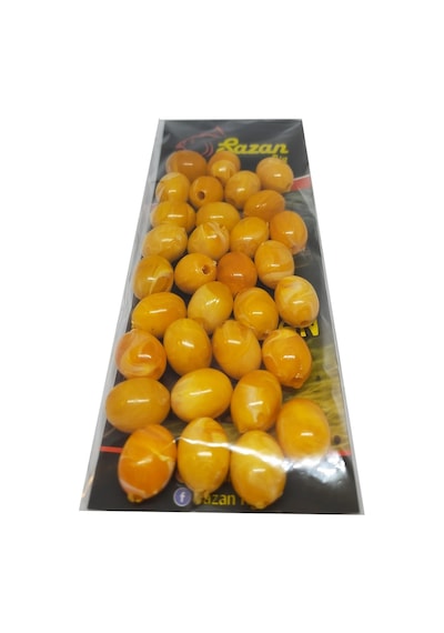 Sazan Dip Yemi Oval Boncuk Ebruli Sarı 14 Mm (Dar Delik) 30 Adet