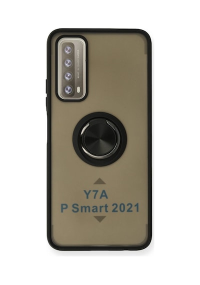 Newface - 99 - Huawei P Smart 2021 Kılıf Montreal Yüzüklü Silikon Kapak - Kmrsfres - - Siyah Sıyah