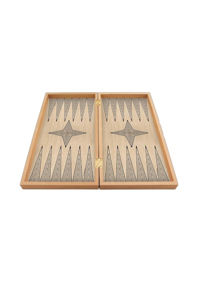 Star Marmara Yakma Ahşap Tavla 12 Mm Mdf Kasa, Parlak Selefon Kaplama, 36 Mm Krem & Siyah