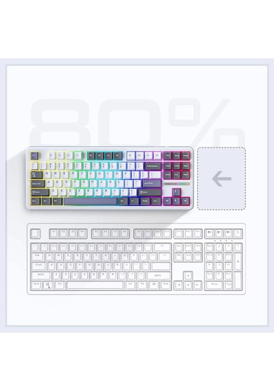 Aula F87 Mekanik Rgb Tkl Graywood V4 Switch Kablosuz Makrolu Klavye