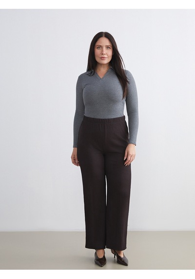 Lcw Everyday Kahverengi Beli Lastikli Dokulu Kadın Pantolon