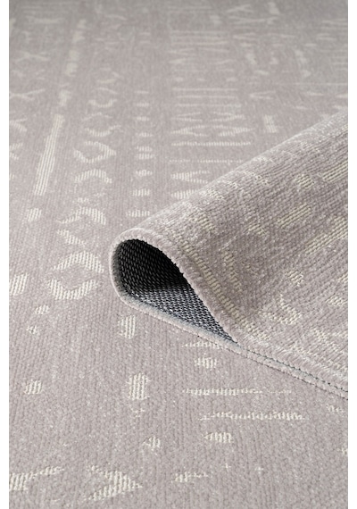 Mikasa Mks01g Gri Dekoratif Şönil Kilim İskandinav Desen Yıkanabilir Yumuşak Kaymaz Taban Halı