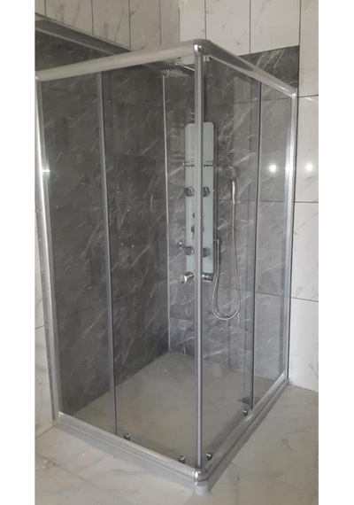 Nokta Duşakabin 90 x 90 Köşeli Teknesiz Cam Duşakabin 6mm Yerli Cam Kalitesi Şeffaf