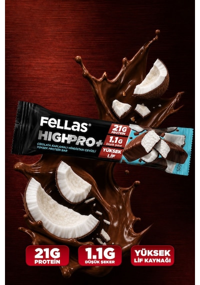 Çikolata Kaplı Highpro Protein Bar - Hindistan Cevizli 50 G - 12 Adet